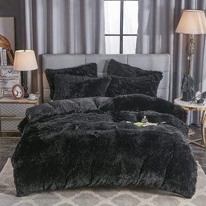FLA$H $ALE $90 OFF Shaggy Fluffy Faux Fur Duvet Cover Set